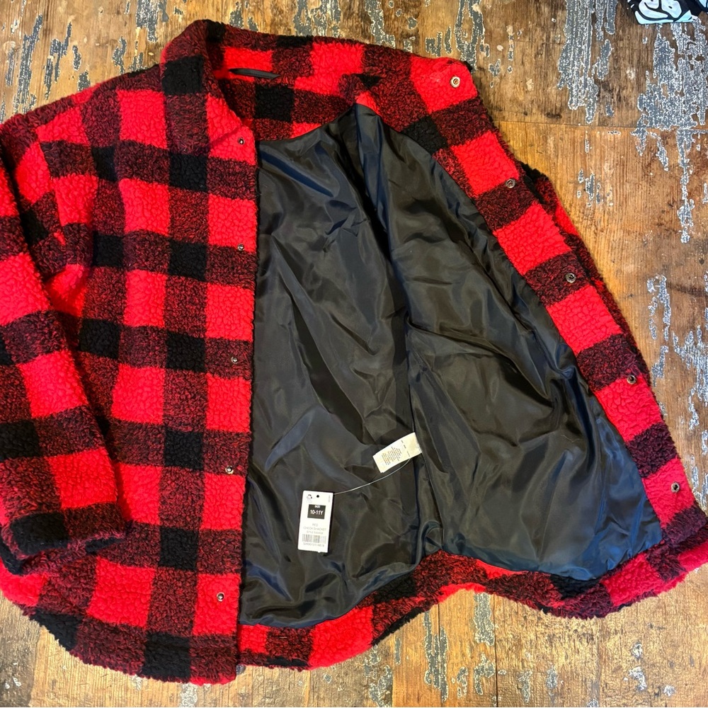 Boy flannel faux sherling Shacket